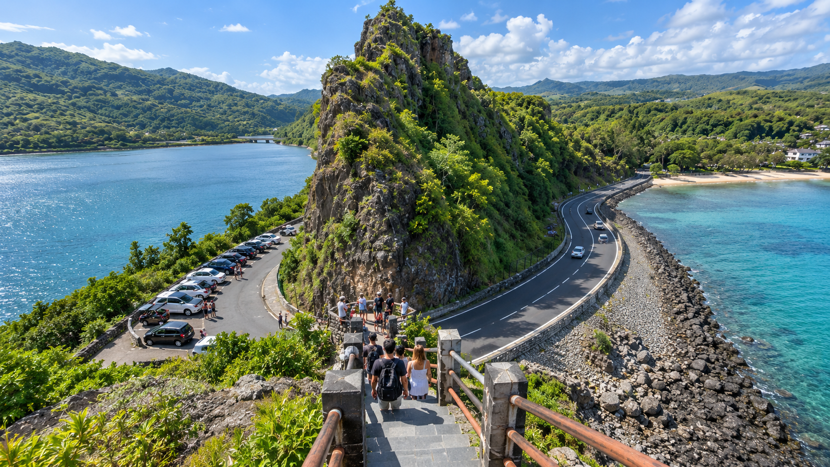 Macondé viewpoint and coastal road in Mauritius